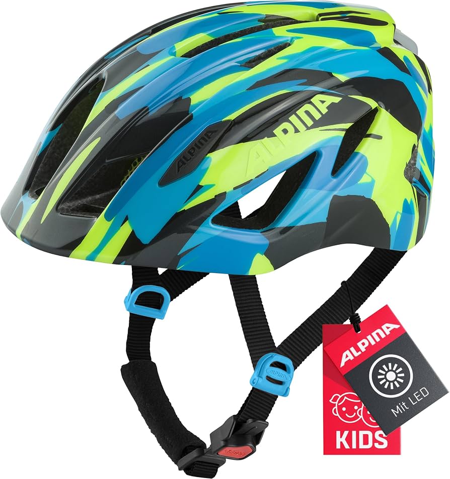 alpina-fahrradhelm-591vln-1.jpg ALPINA PICO Flash Kinderfahrradhelm, neon Blue Green Gloss, 50 55 cm | leichte Inmold Bauweise optimale Belüftung besonders leicht : Amazon.de: ... – Bild 1