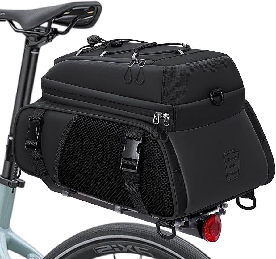 fahrrad-gepaecktraegertasche-633bxo.jpg RAINSMORE 3 IN 1 Fahrradtaschen für Gepäckträger 15L Wasserdicht | Reflektierend Fahrrad Gepäckträgertasche Hinten mit Regenschutz Schwarz : ... – Bild 1