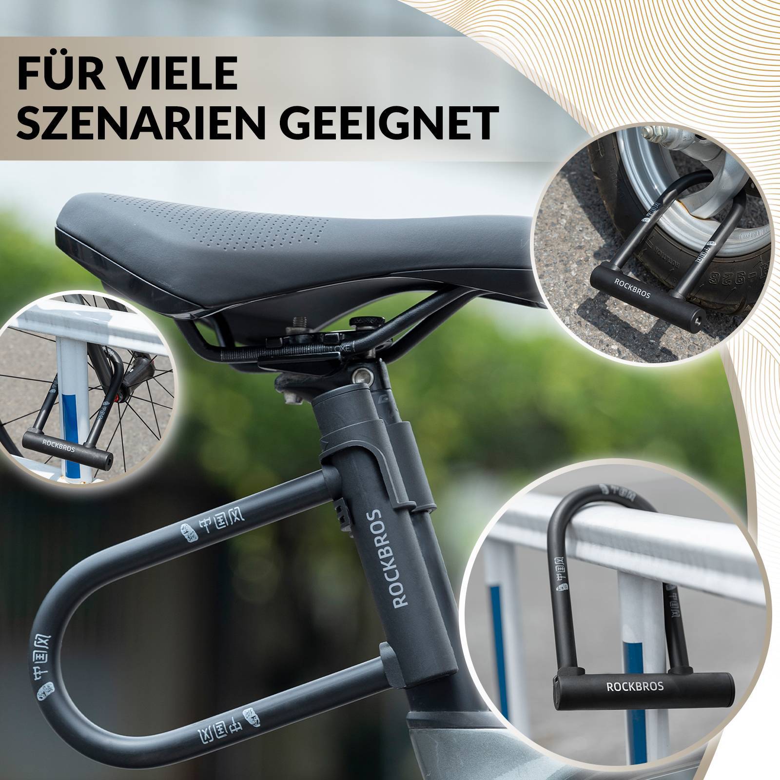 fahrrad-schloesser-218cnh.jpg ROCKBROS Bügelschloss Fahrradschloss Hohe Sicherheit Schlösser Wasserdicht – Bild 1