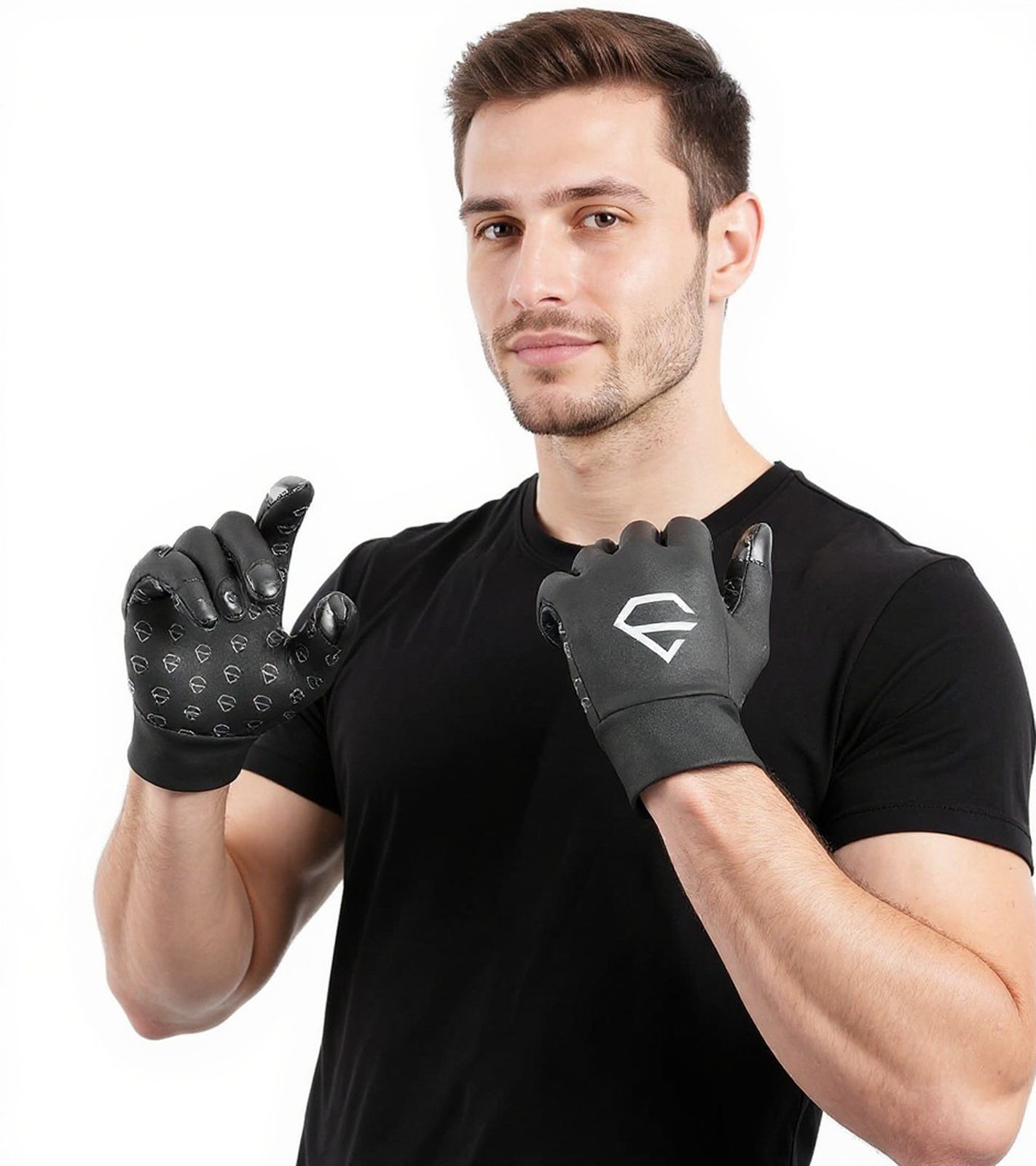 fahrradhandschuhe-herren-690kpv-1.jpg EGREGIE Herren Fahrrad Handschuhe mit Fleecefutter Lauf Handschuhe mit Smartphone Handy Touchfunktion Sport Handschuhe Schwarz – Bild 1