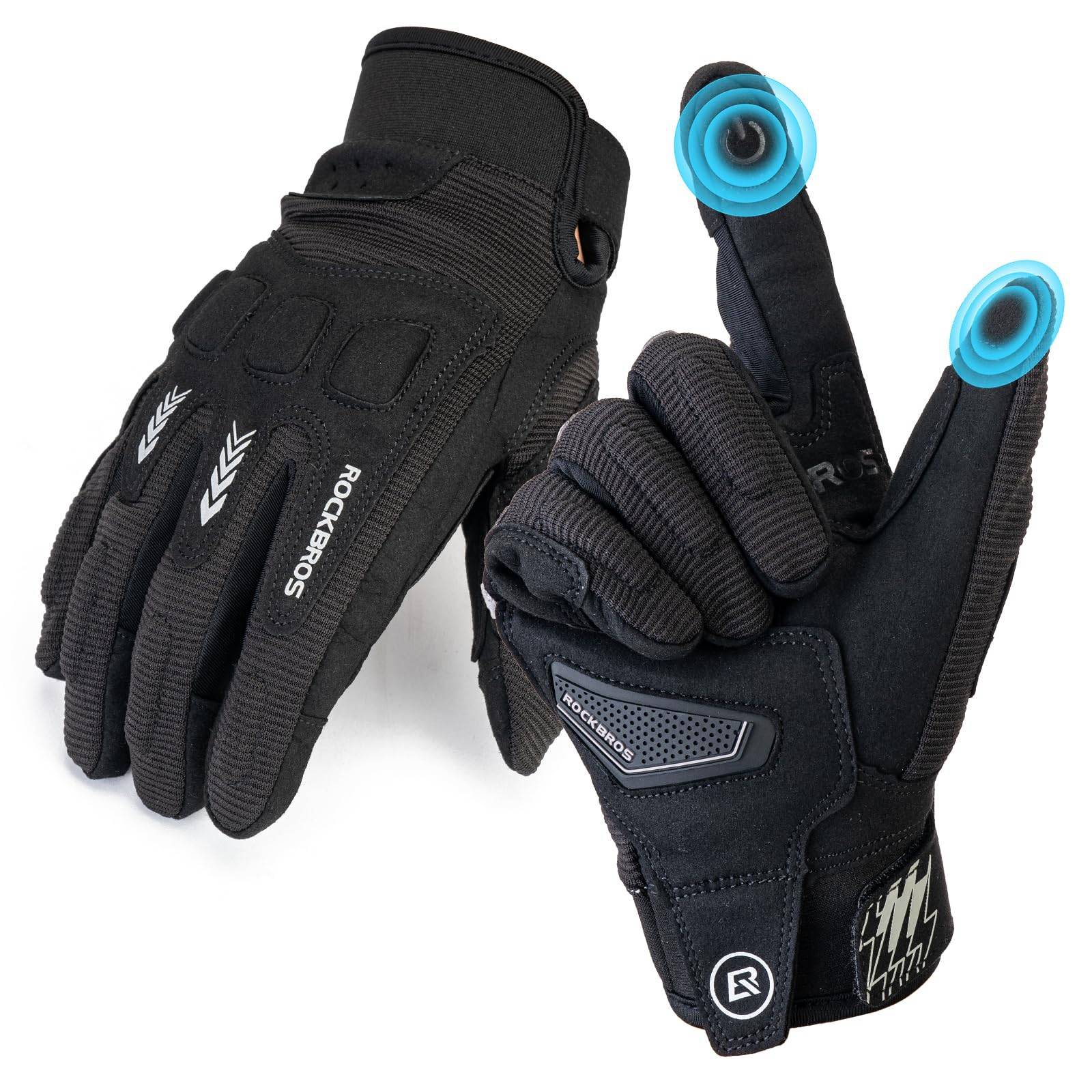 fahrradhandschuhe-herren-999yib-1.jpg ROCKBROS Fahrradhandschuhe Winter Herbst Herren MTB Stoßdämpfend Handschuhe Schwarz / S – Bild 1