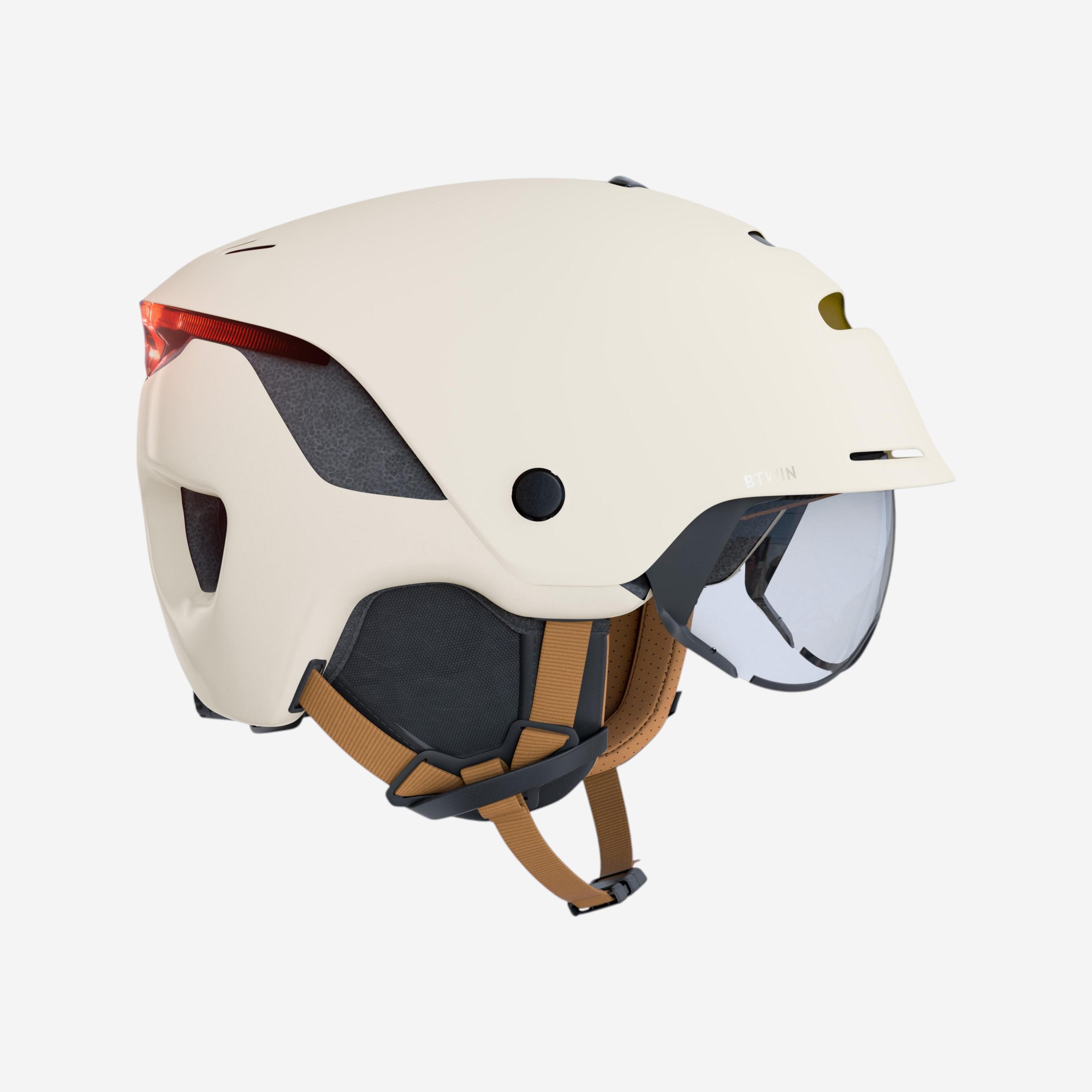 fahrradhelm-mit-visier-644qhg-1.jpg Fahrradhelm City CBH 900 Visier und Rücklicht beige | Decathlon – Bild 1