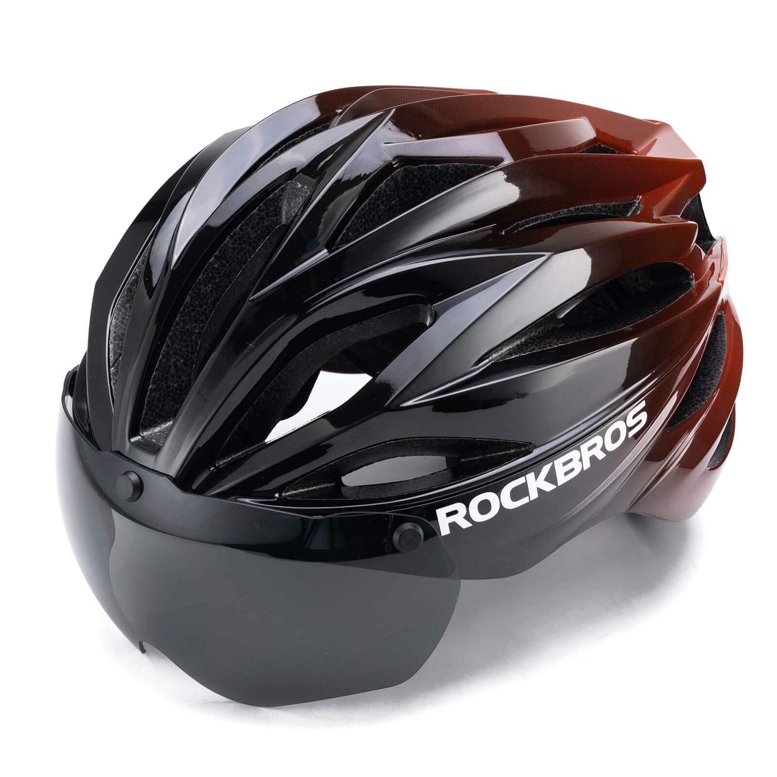 fahrradhelm-mit-visier-856xua-1.jpg ROCKBROS Fahrradhelm Magnetischer Abnehmbarer MTB Helm mit Visier Braun schwarz – Bild 1