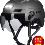 ILM Fahrradhelm Damen Herren mit Visier und LED Licht E3 10L | Unisex, ASTM/CPSC/EN1078, abnehmbares getöntes Visier, USB LED Licht, 10 Belüftungen : ...