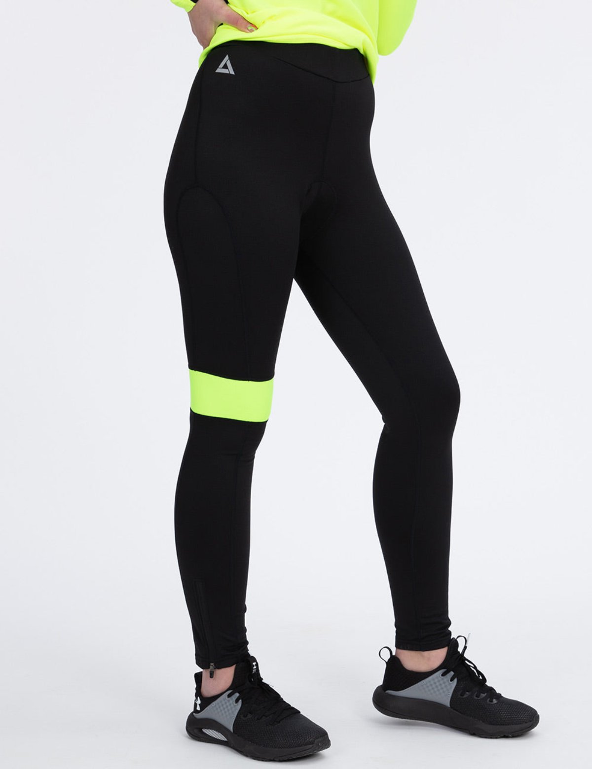 fahrradhose-damen-236vci-1.jpg Damen Thermo Fahrradhose Lang Schwarz Neon – Bild 1