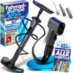 NEXTCOVER Fahrradpumpe für alle Ventile – Standluftpumpe mit Manometer & Airflow Technologie – AirOne, Schwarz/Blau/Silber