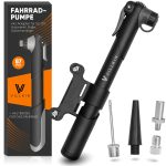 Villkin Fahrradpumpe 87 PSI für alle Ventile – Inkl. Adaptern für (SV) Presta, (AV) Schrader, (DV) Dunlop Ventil & Bälle – Pumpe kompatibel für ...