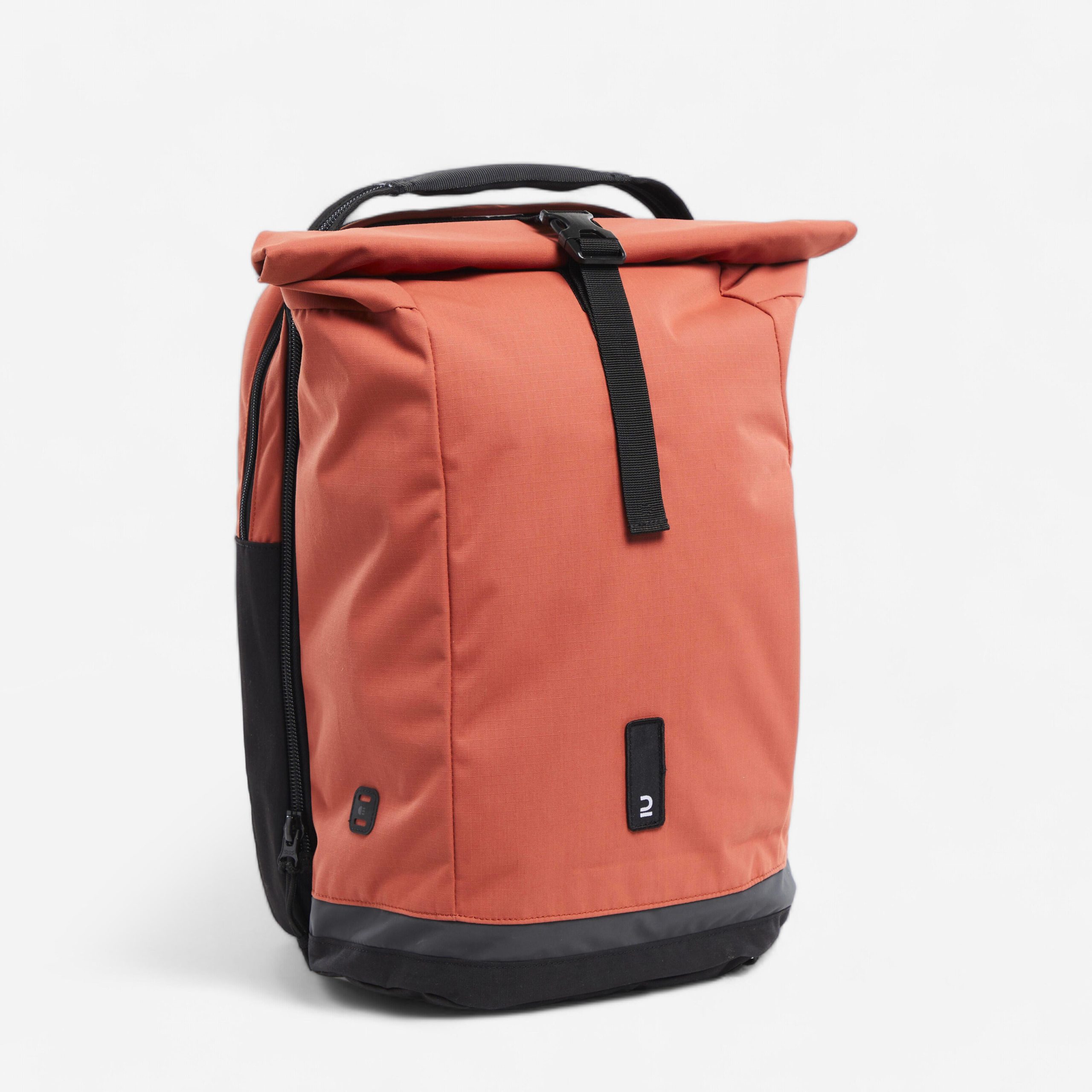 fahrradtasche-rucksack-165ofw-1.jpg Doppel Fahrradtasche Gepäcktasche Rucksack für Gepäckträger 27 Liter sepia | Decathlon – Bild 1