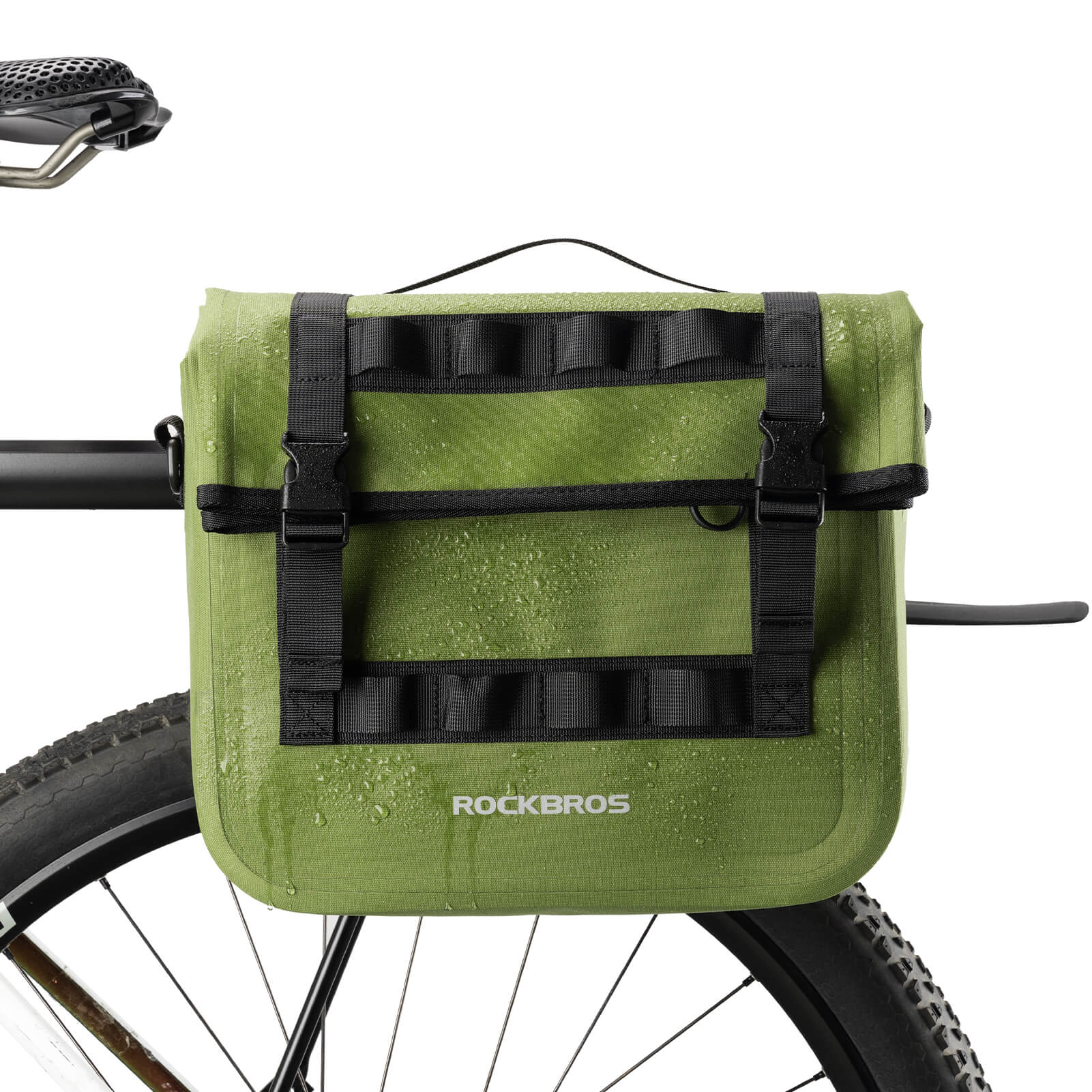 fahrradtaschen-fuer-den-gepaecktraeger-374xqw.jpg ROCKBROS Wasserdicht Fahrrad Gepäckträgertasche mit Schultergurt hinten 15L Grün – Bild 1