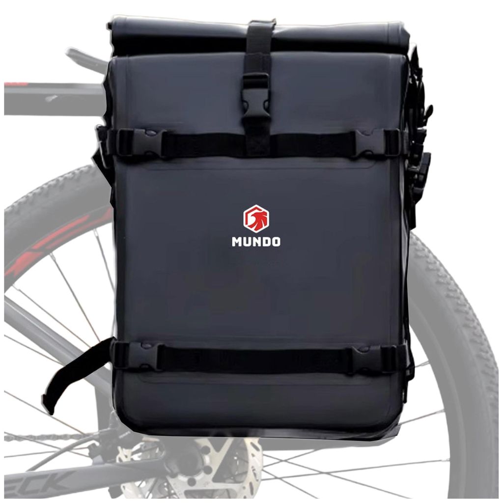gepaecktraeger-fuer-fahrradtaschen-965eyr.jpg MUNDO® Fahrradtasche Gepäckträger 28L – Wasserdicht, PVC, Große Fahrradtasche mit Schultergurt, Schwarz – Bild 1