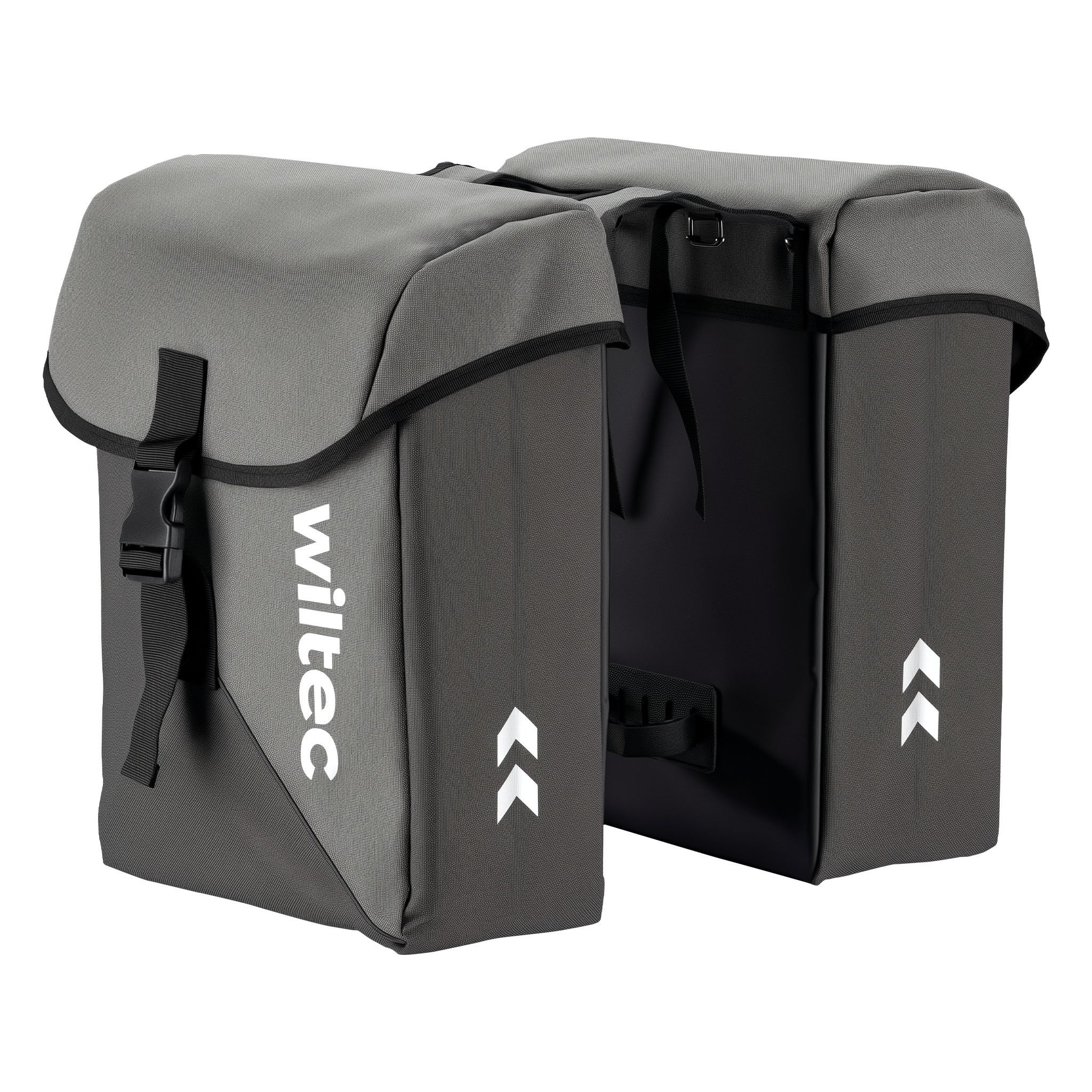 gepaecktraegertasche-411ksr.jpg Wiltec Doppel Gepäckträgertasche, Fahrradtasche Gepäckträger 35 l Stauraum, wasserresistente Fahrrad Tasche, Gepäcktasche leichte Handhabung – Bild 1