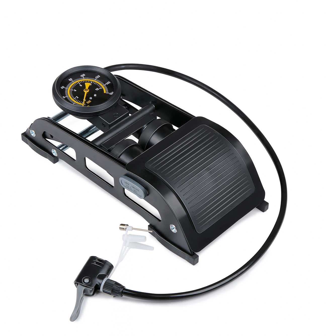 luftpumpe-fahrrad-324bpi-1.jpg Dunlop Fahrradpumpe Fußpumpe mit Manometer 11 Bar 160 PSI (Luftpumpe mit Schrader , Presta , Dunlop Adapter, Luftpumpe mit Schrader , Presta , ... – Bild 1