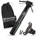 HiLo sports Aluminium Fahrradpumpe klein [Für alle Ventile] 6 Bar Mini Luftpumpe Fahrrad Fahrrad Luftpumpe klein mit Rahmenhalterung und ...