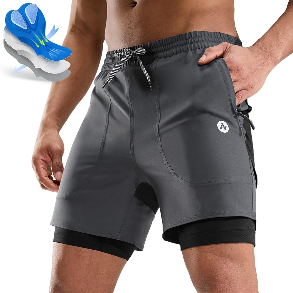 mtb-hose-208hyh-1.jpg Nepest Mountainbike Shorts Herren 2 In 1 Wasserdicht Stretch S | Padded Cycling Shorts For Men MTB, Road Bike, Atmungsaktiv, Rennrad, Reflektierend, ... – Bild 1