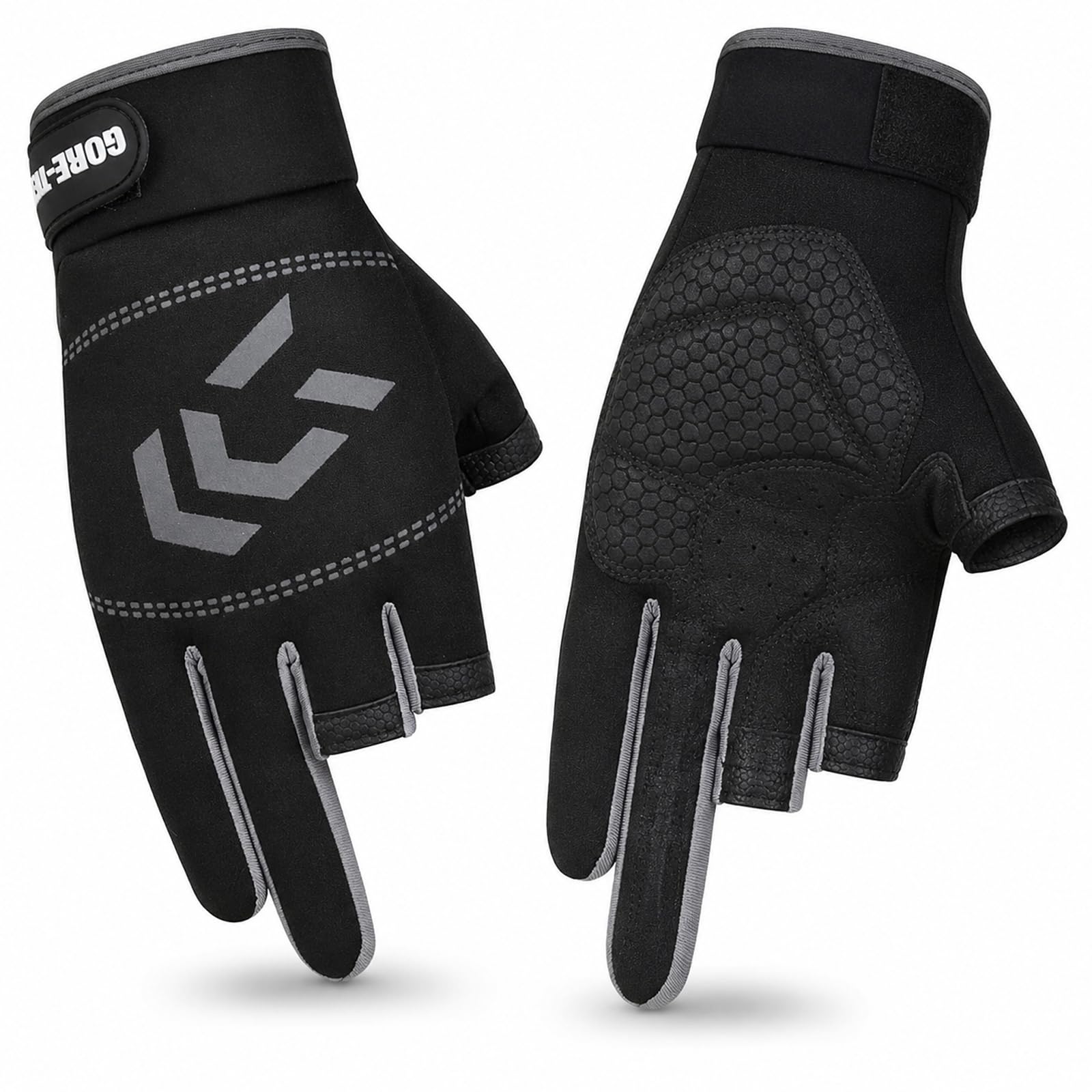 radhandschuhe-486xro-1.jpg 1 Paar Atmungsaktiv Anti Rutsch Radhandschuhe Sports Handschuhe Herren Drei Finger Angelhandschuhe Stoßabsorbierende Handschuhe mit Klettverschluss ... – Bild 1