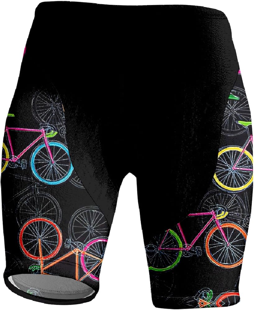 radhose-damen-mit-polster-698wjk-1.jpg Chickwin Radlerhose Damen Kurz mit Polster, Bunt Fahrrad Muster Atmungsaktive Fahrradhose Gepolstert Schnell Trocknende Radlershorts Elastische ... – Bild 1