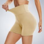 DDOBB Radlerhose Damen Kurze Sporthose High Waist Hotpants Beige | Blickdicht & Bauchweg,4 Wege Stretch,Ideal unter Kleidern & Röcken,Für ...