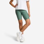 Radlerhose Damen hoher Taillenbund dunkelgrün