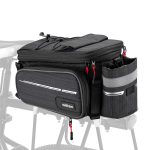 Wiltec Gepäckträgertasche schwarz, Fahrradtasche Gepäckträger bis 20 l Stauraum, wasserresistente Fahrrad Tasche, Gepäcktasche leichte Handhabung